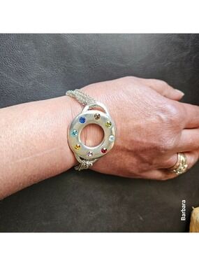 Vintage Giftcraft "Circle of Prayer" Colored Rhinestone Bracelet